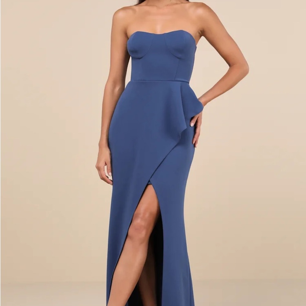 Lulus-  Blue Strapless Evening Dress